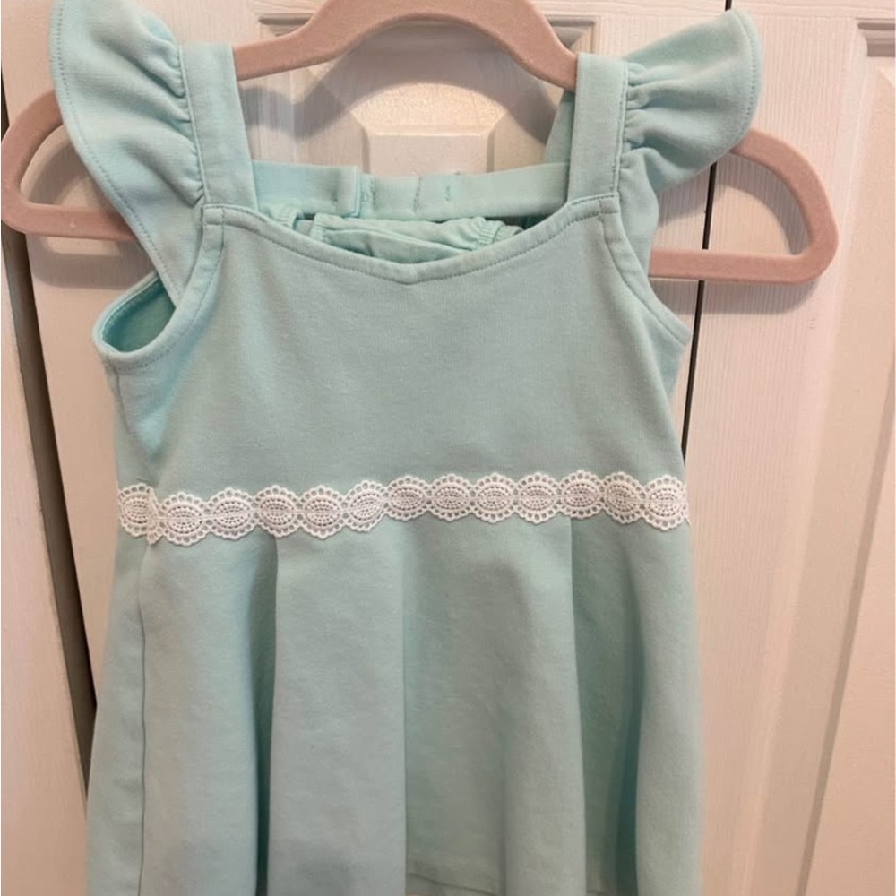 Janie and Jack Light Blue Dress with Lace Trim